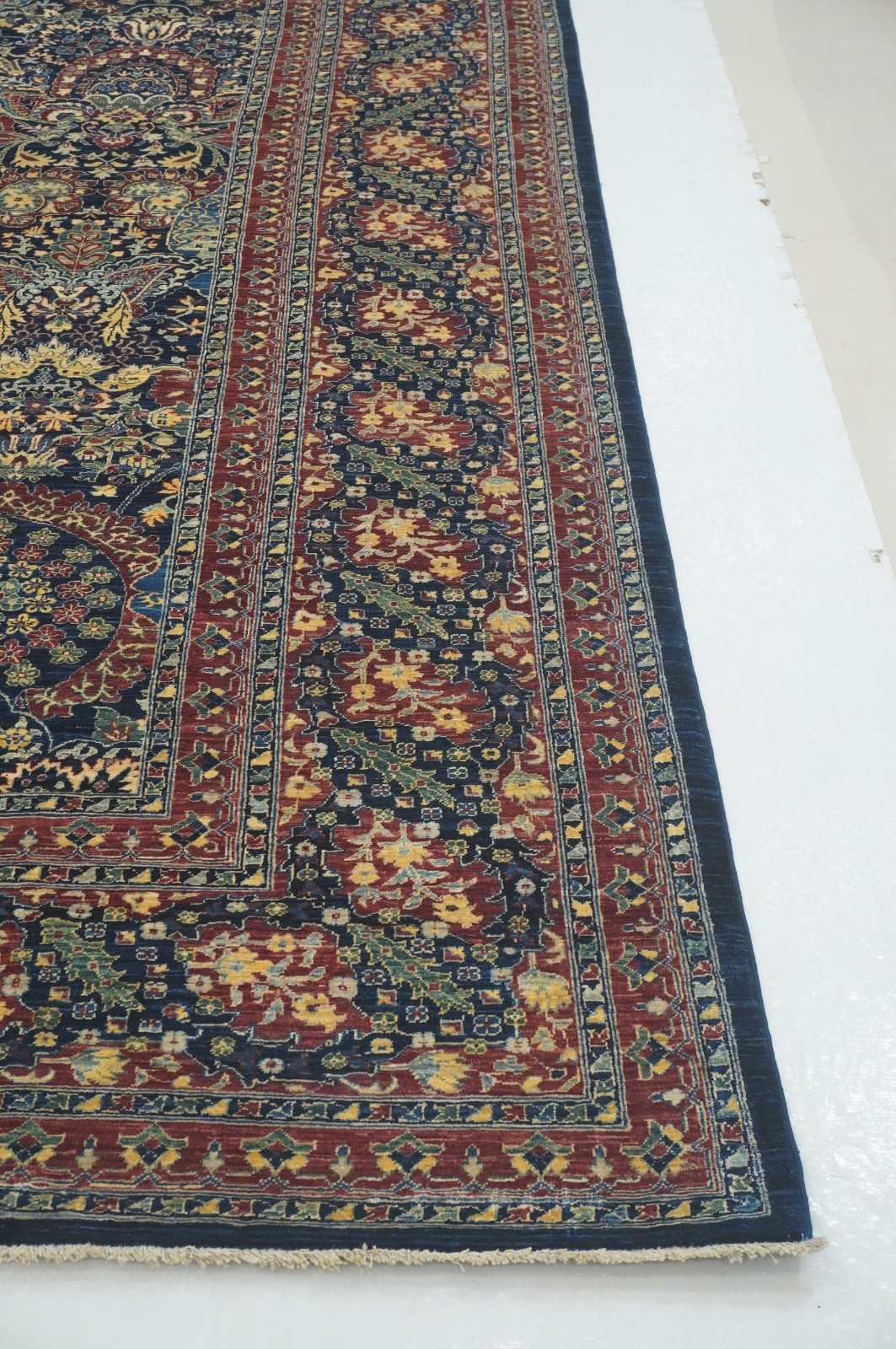 9×11 ft Navy Blue Turkish Hereke Hand Knotted Wool Oriental Rug