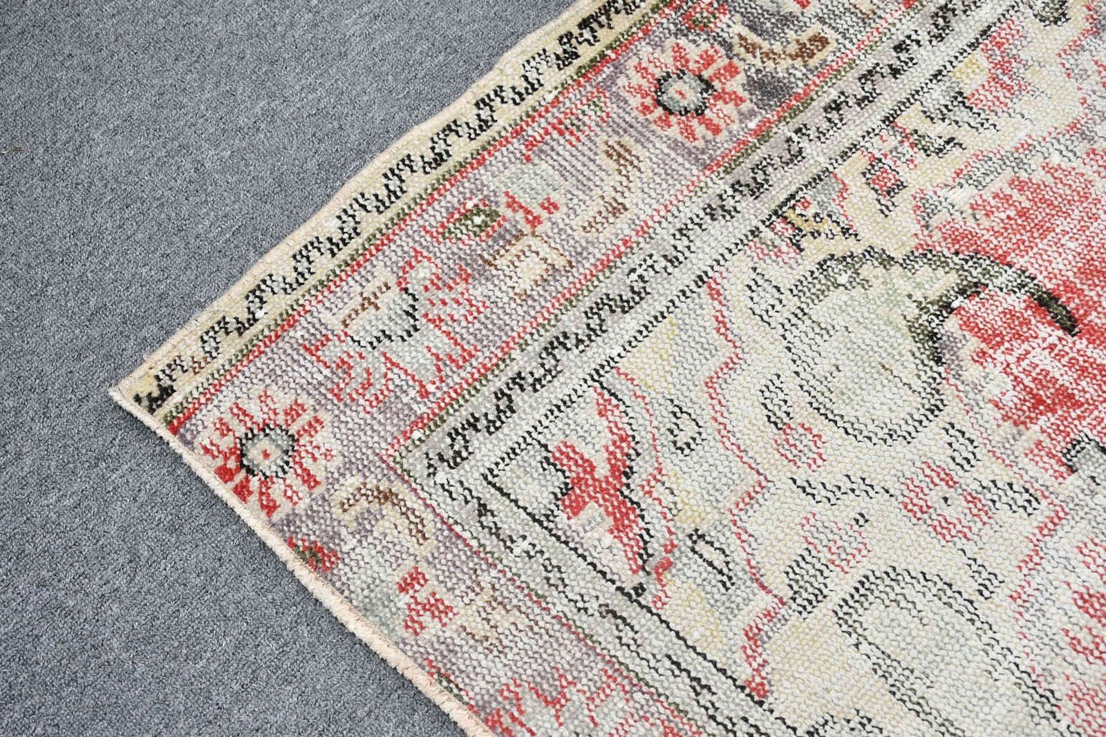 Turkish 4,9×7,7 ft Area Rug, Vintage Rug, Red Animal Print Rug