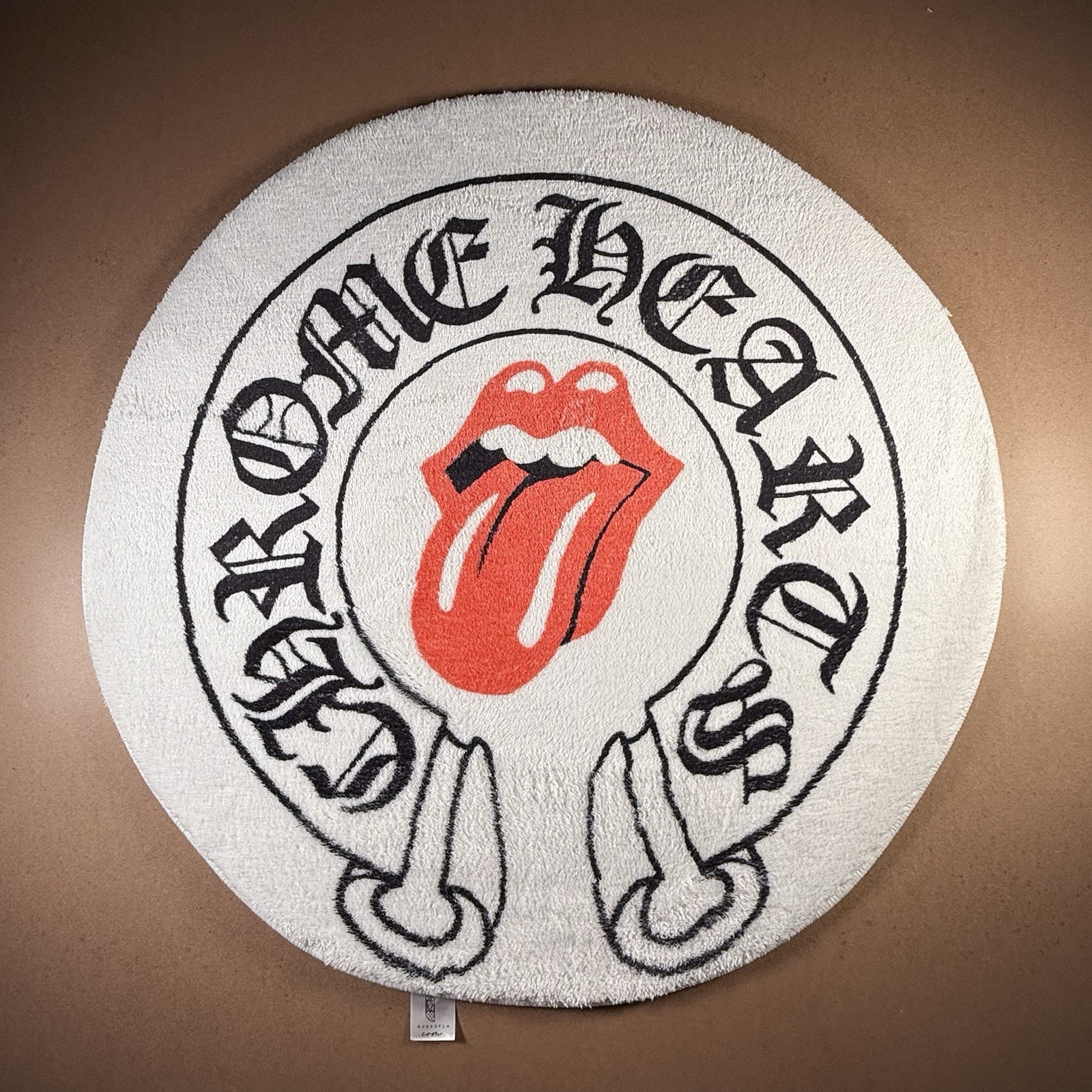 Rolling Stones Area Rug 29” Round Tongue Logo White Black Red Free Shipping