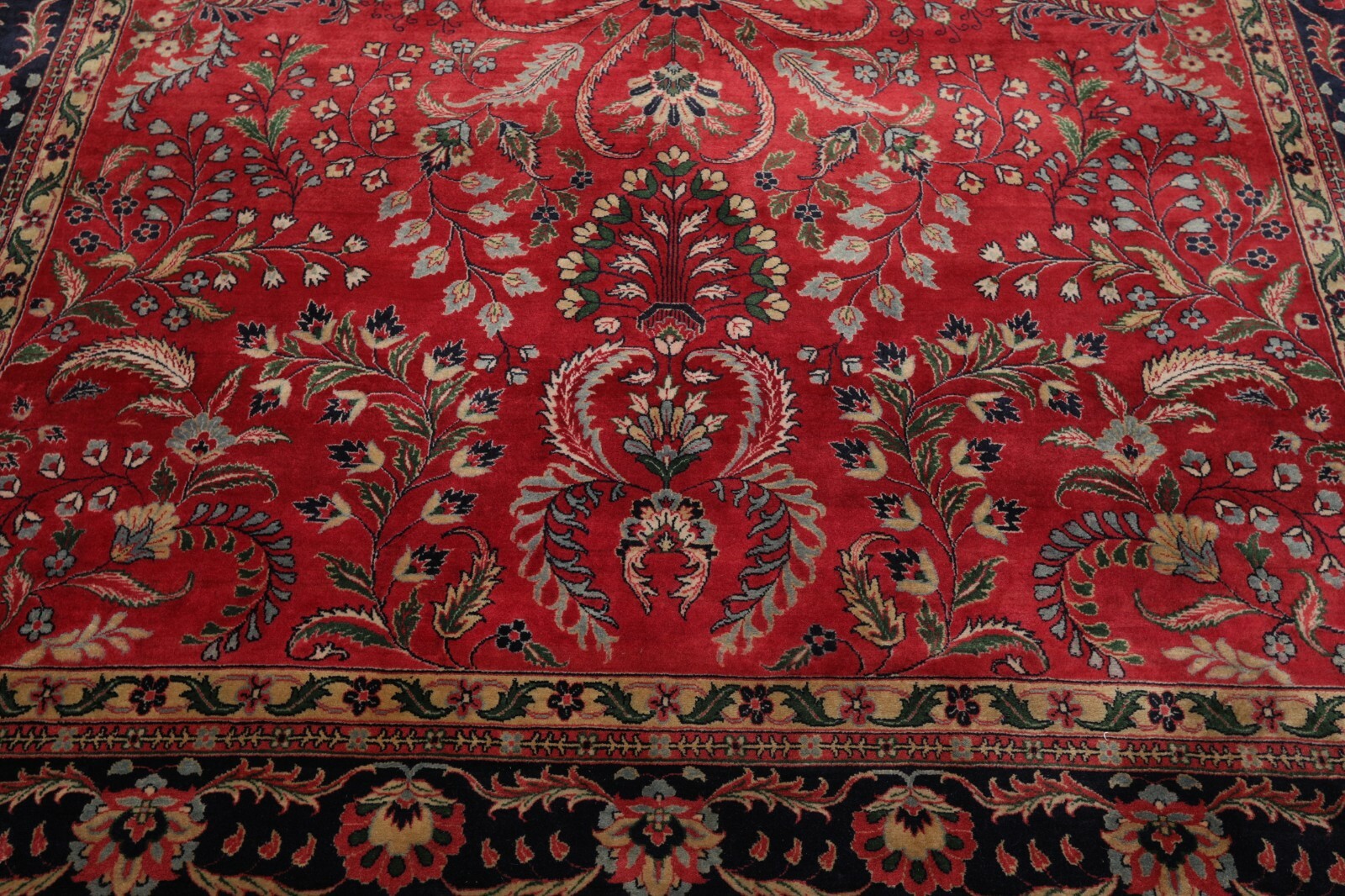 7’9″ x 9’9″ Hand Knotted 100% Wool Indo Saroukk 200 KPSI Area Rug Rose 8×10