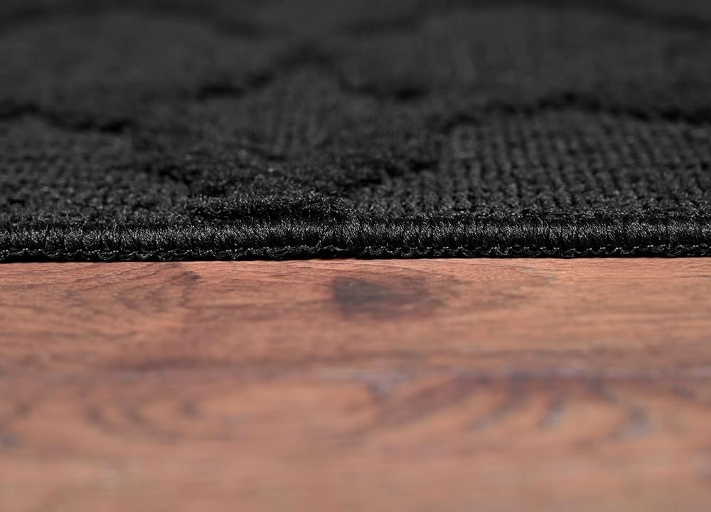 Sparta Non Slip Polypropylene 6 Ft. X 9 Ft. Black Area Rug- Ideal for Living Roo
