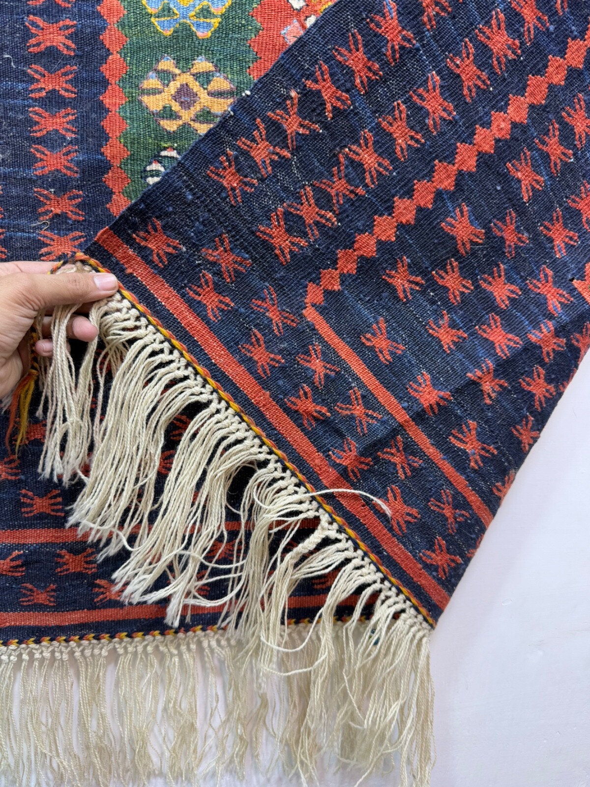 Vintage Beautiful Hand Woven Turkey Sofreh Style Wool Weaving Kilim Rug 106x99Cm