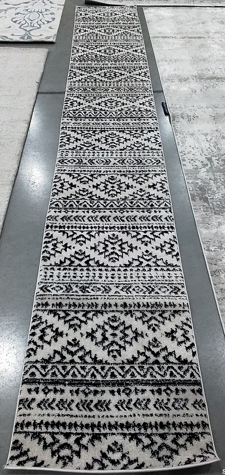 IVORY / BLACK 2′-0″ x 13′-0″ Flaw in Rug, Reduced Price 1172783905 TUL272B-213