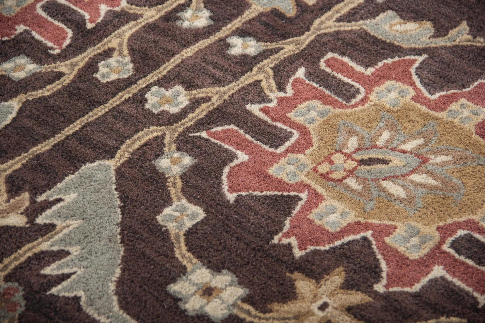 New Handmade Brown Oriental Hand-Tufted 100% Wool Area Rug Carpet