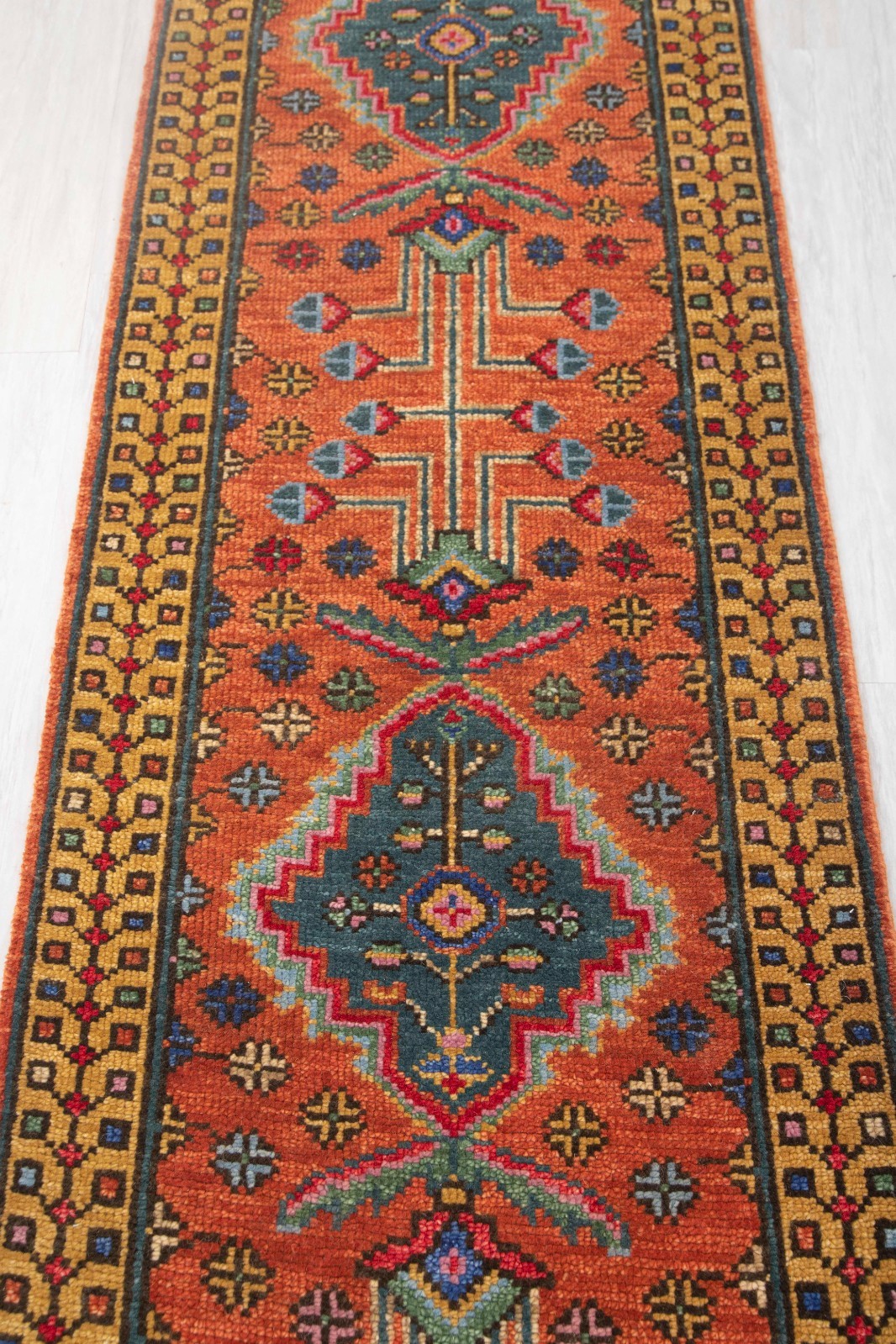 Runner Rug Rust Gold Handmade Soft Wool CUSTOM SIZE Hallway / Staircase Rug