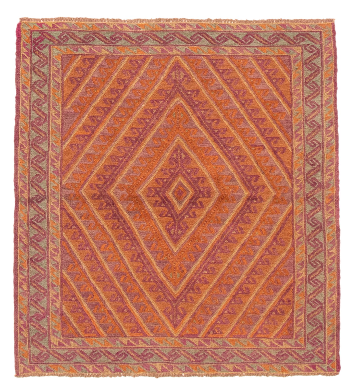 Traditional Hand-knotted Area Rug 3’7″ x 4’0″ Burnt Orange Oriental Carpet