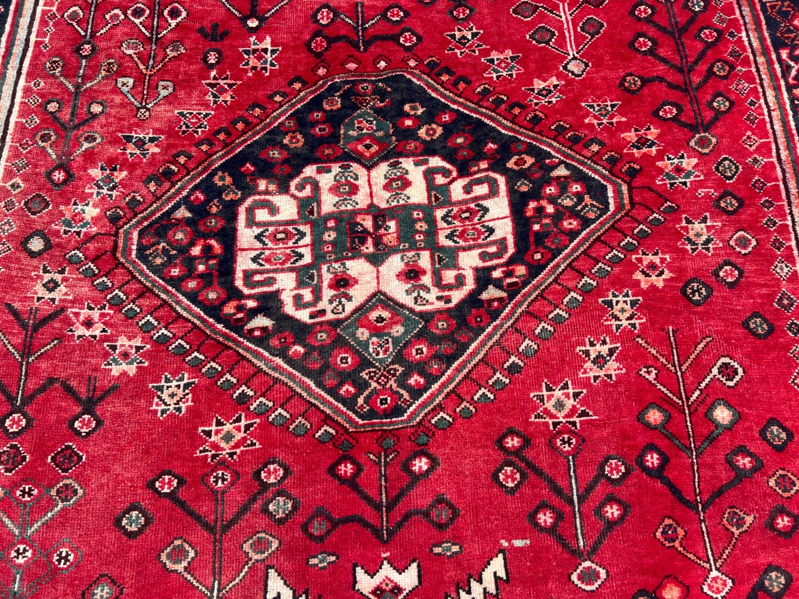 4’9″x7’5″ Ft Afghan Baluchi Red Hand Knotted Geometric Wool Vintage Runner Rug