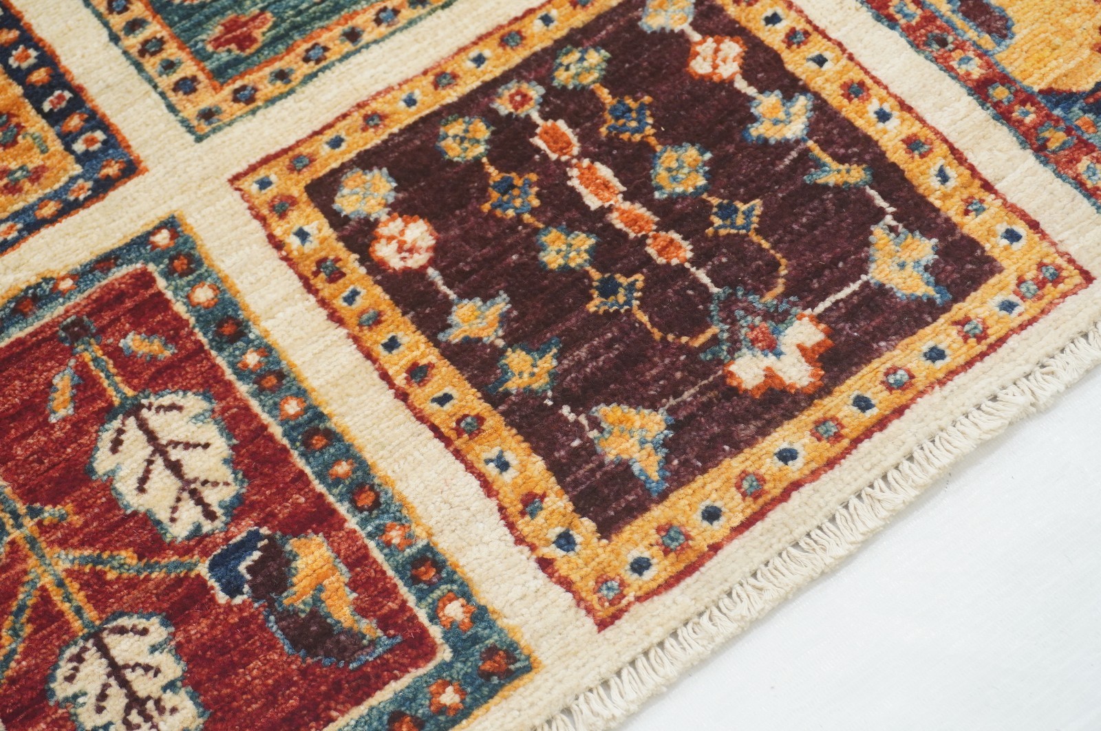 2×3 ft Ivory Beige Afghan Hand Knotted Tribal Small Rug