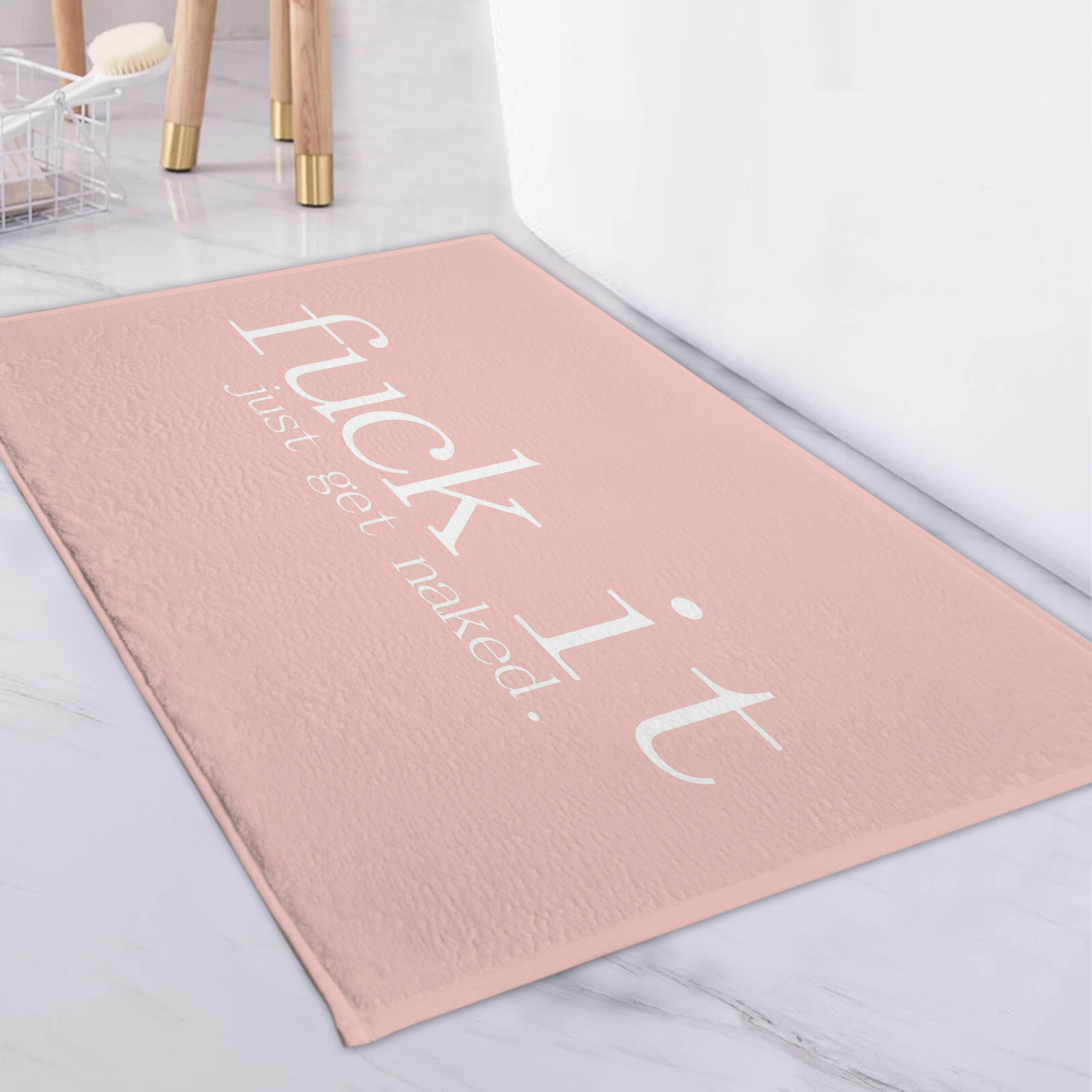 Modern Funny Quotes White and Pink Bath Mat for Bathroom Mat Bath Rug Doormat