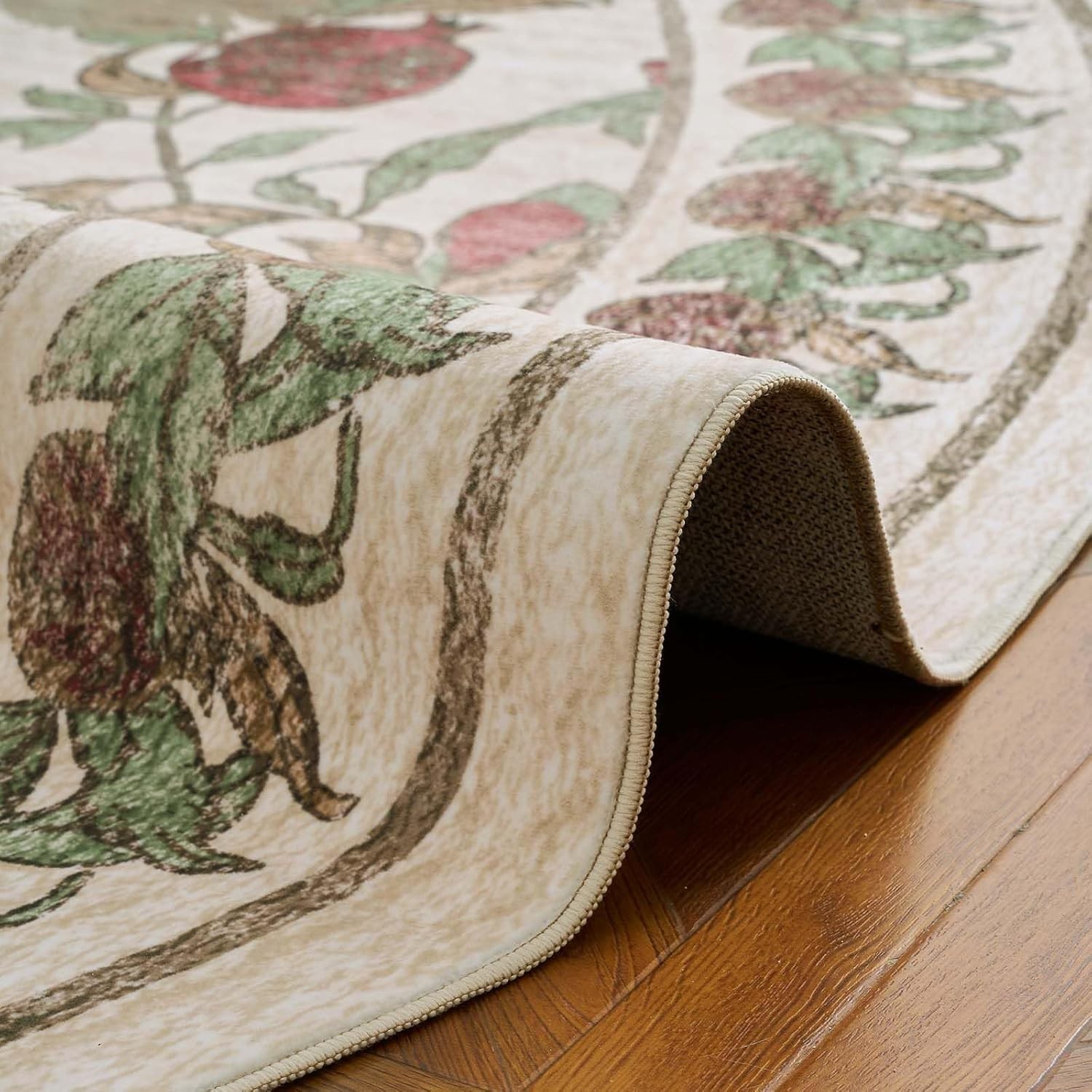 Floral Round Rug 8ft Area Rug Washable Vintage Summer Soft Non-Slip