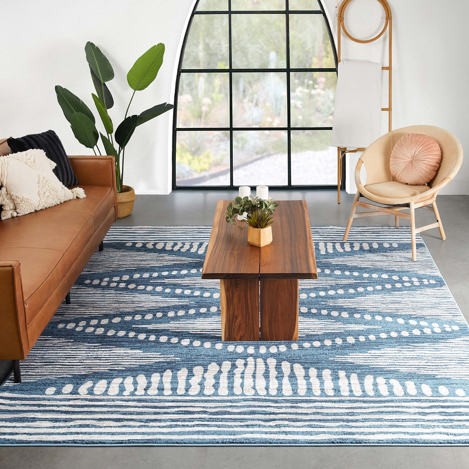 Well Woven Axasta Light Blue Diamond Medallion Tribal Area Rug 5X7 53 X 73