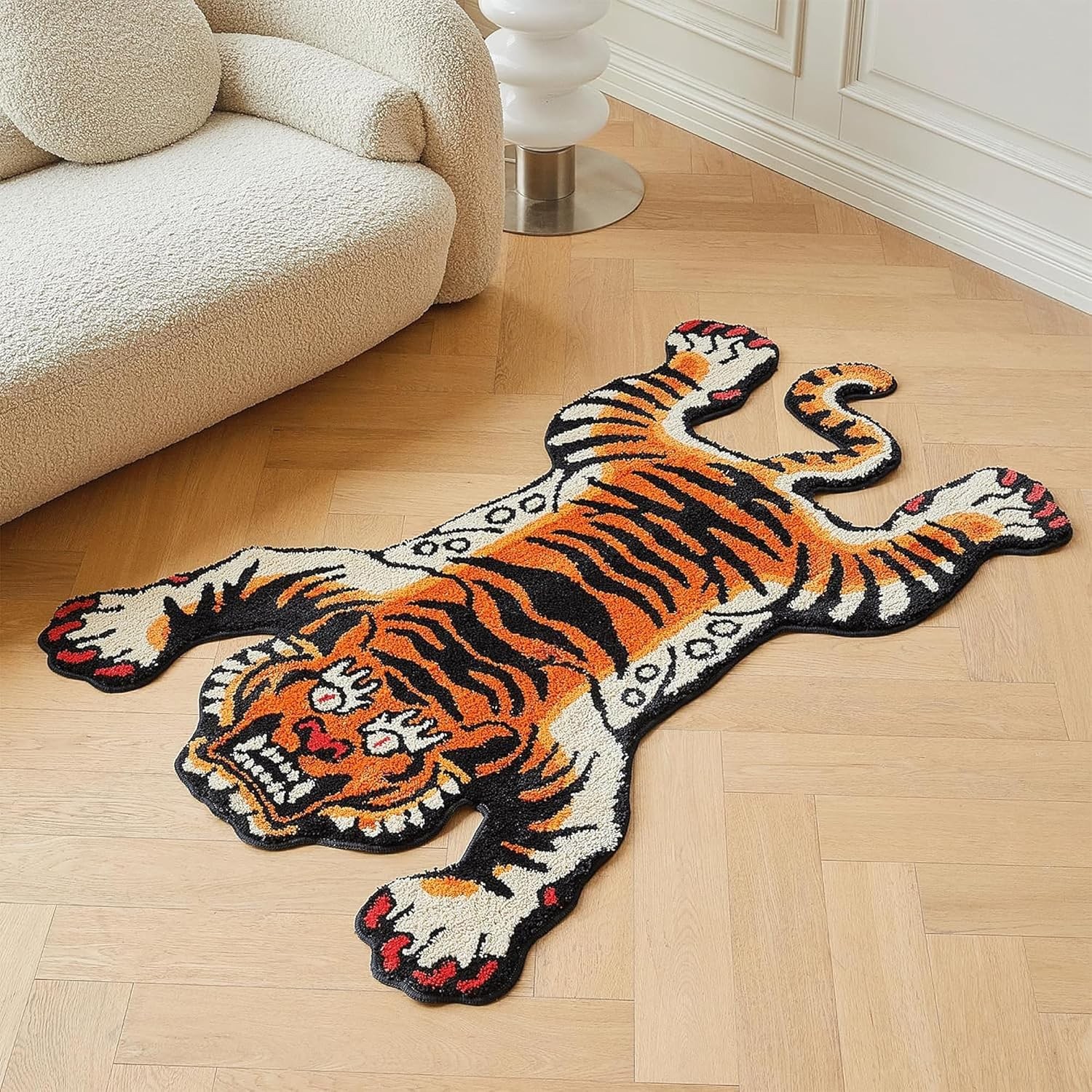 5×3.3 ft Tibetan Tiger Area Rug Tufted High Pile XLarge Indoor Machine Washable