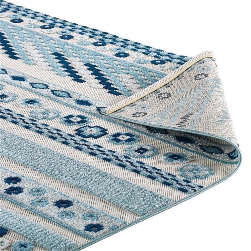 Modway Reflect 94.5×122″ Cadhla Geometric Lattice Area Rug in Ivory and Blue