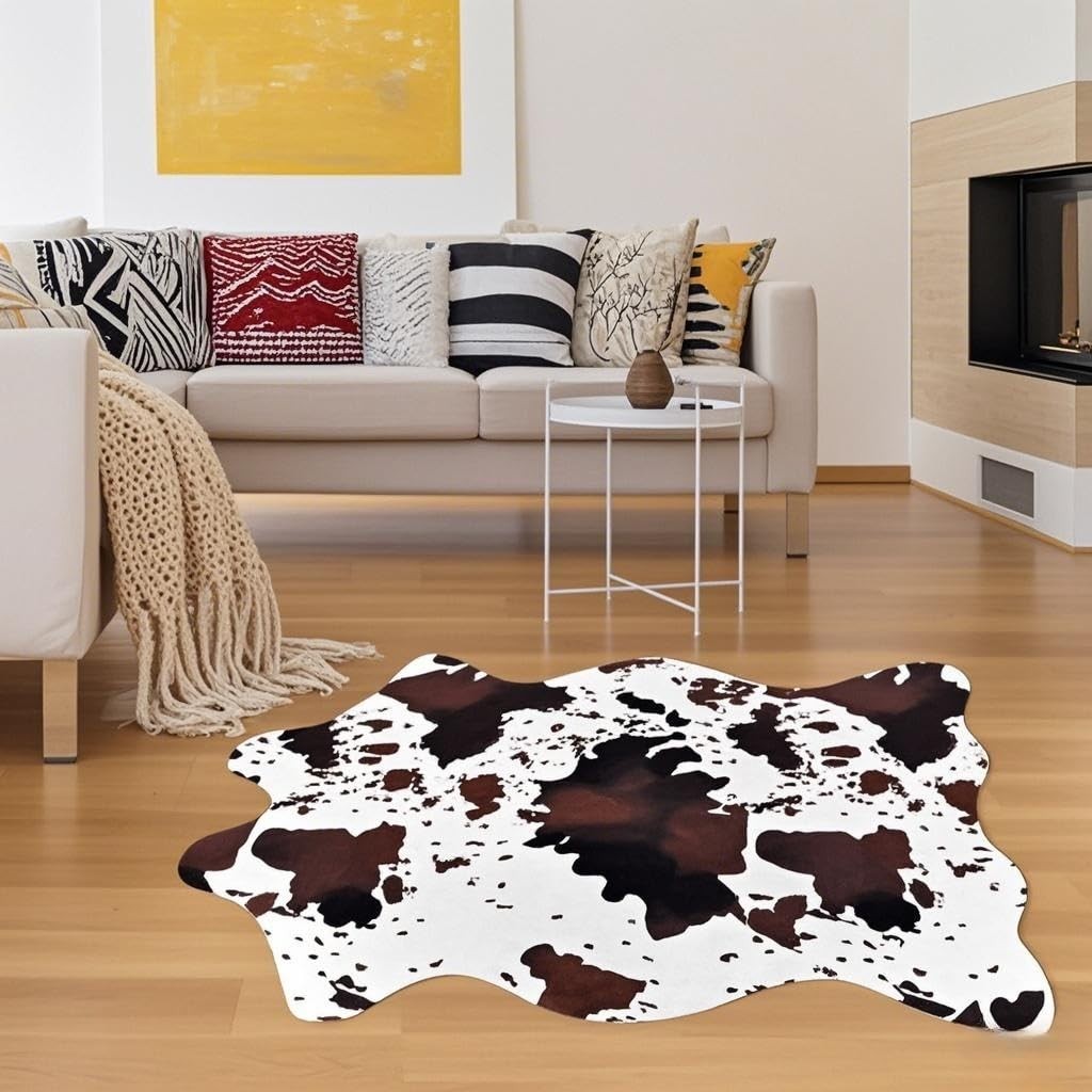Cow Print Rug – 3.6×2.5 Feet Cow Hide Rugs Faux Cowhide Rug Cute Area Rug Fun…