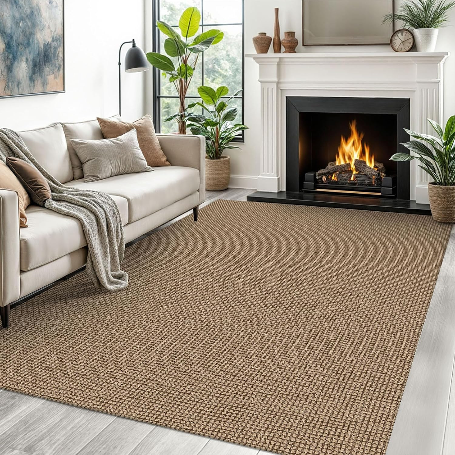 Washable 5×7 Ft Woven Area Rug – Non-Slip Indoor Carpet for Living Room & Bedroo