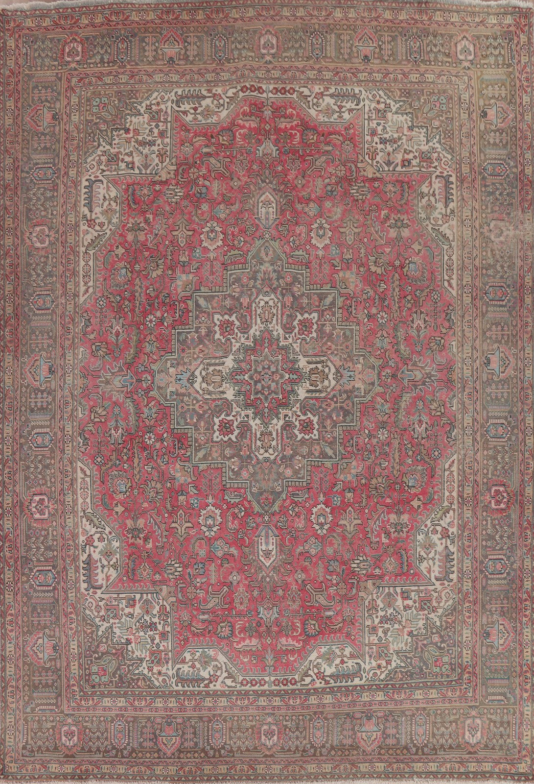 Geometric Wool Pink Area Rug 10×12 Medallion Hand-knotted Living Room Carpet