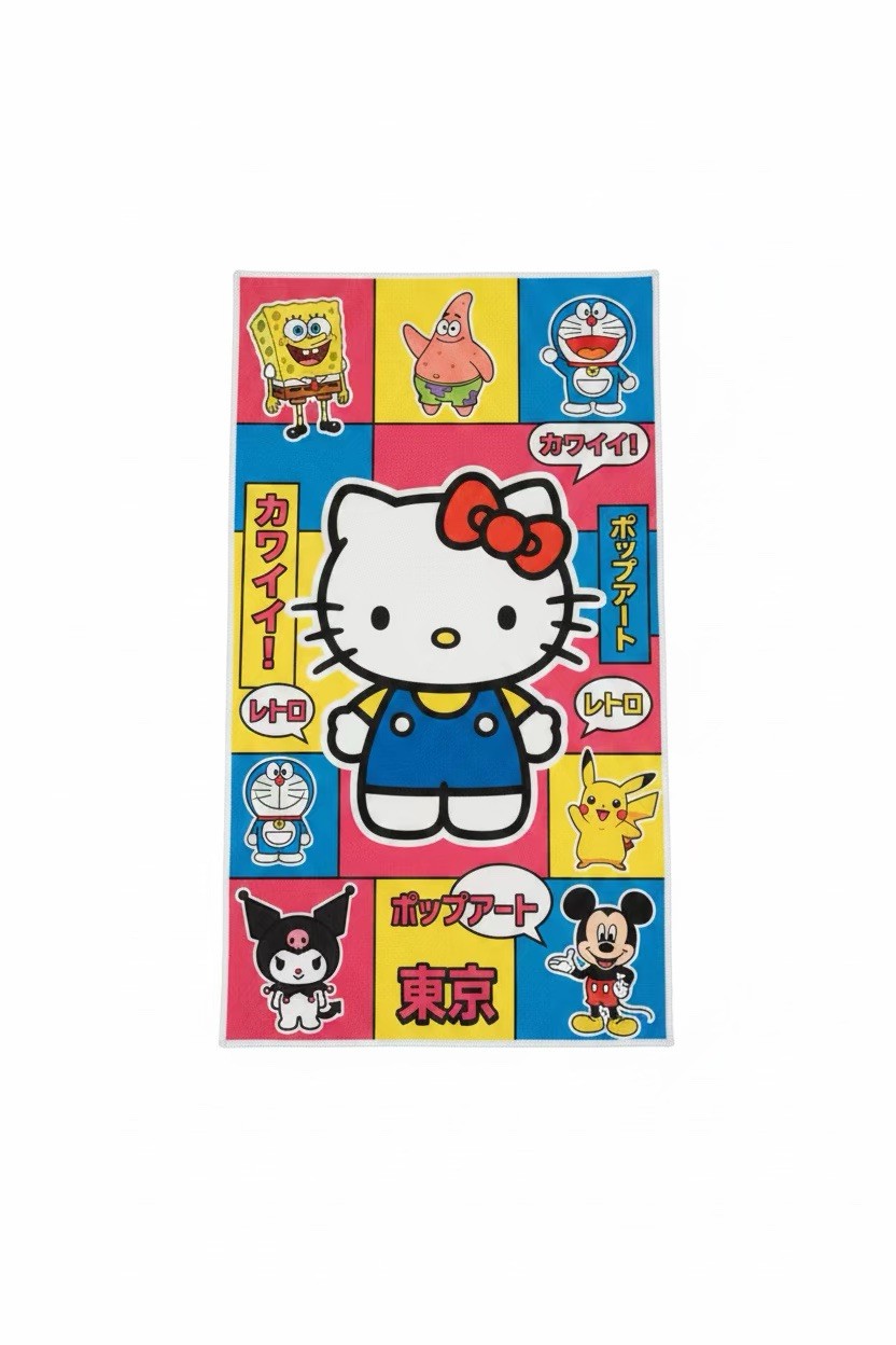 Hello Kitty, SpongeBob, Mickey Mouse, Pikachu, Doraemon Floor Mat 18” X 32”