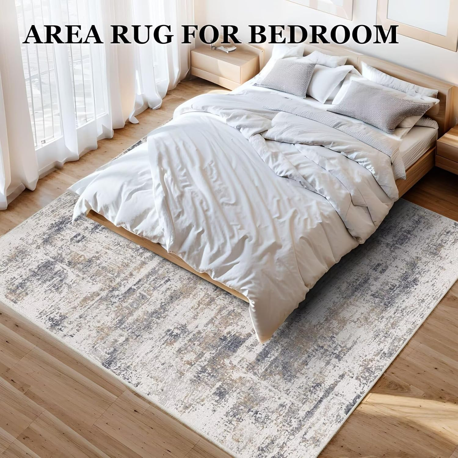 Modern Area Rug 6X9 – Upgraded 10Mm Thick Sponge for Exceptional Comfort, Abstra
