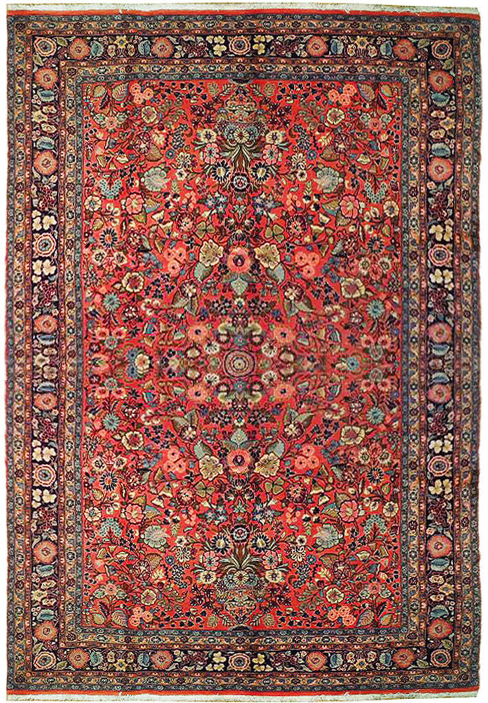 7′ x 11′ Peach Salmon Fine Traditional Floral Bijaar Rug 72364