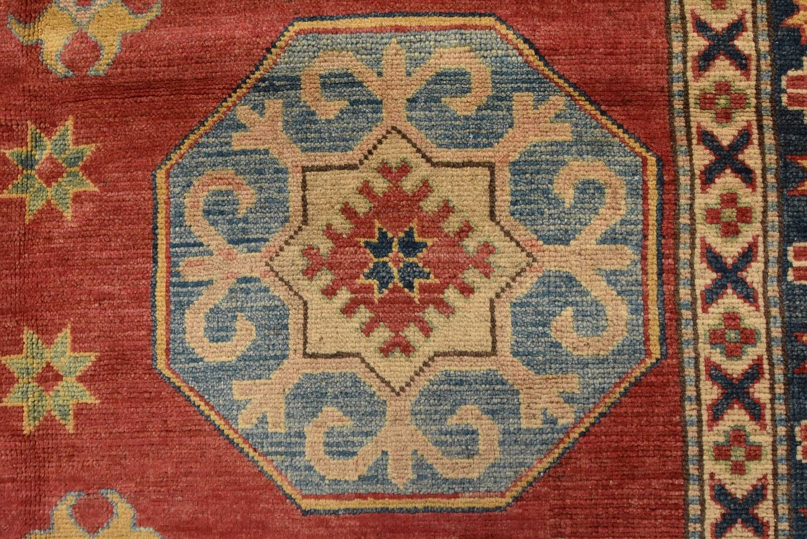 Kazak Rug 11′ x 14’9” Red Wool Tribal Geometric Hand-Knotted Oriental Carpet