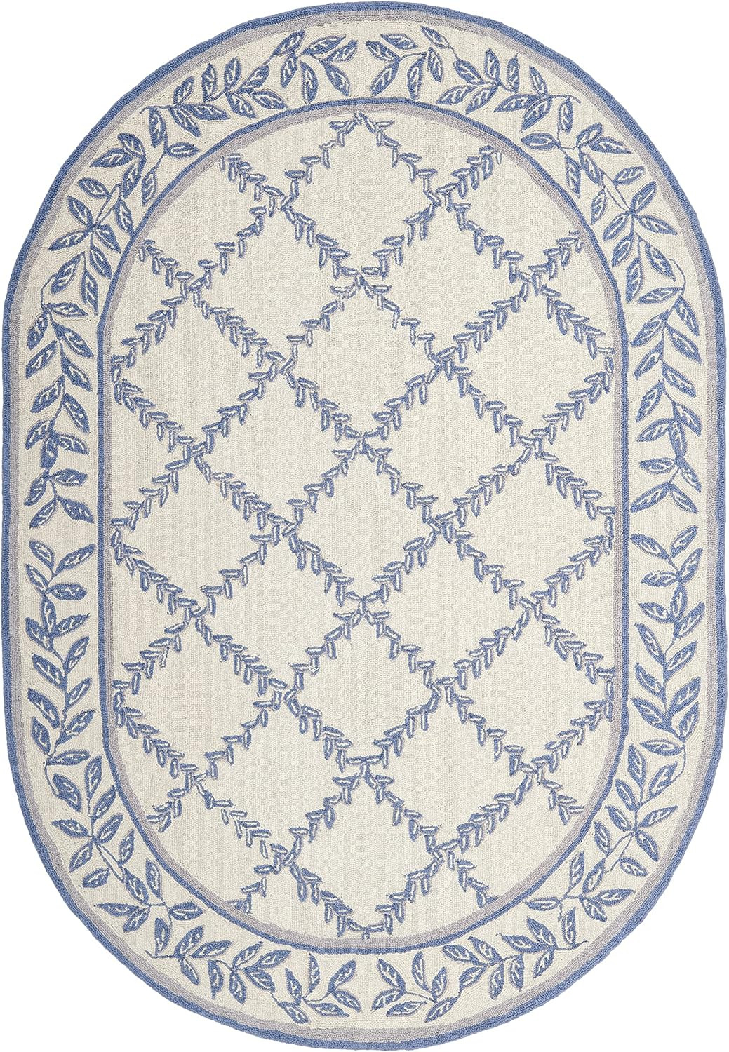 SAFAVIEH Chelsea Collection Area Rug – 7’6″ X 9’6″ Oval, Ivory & Light Blue, Han