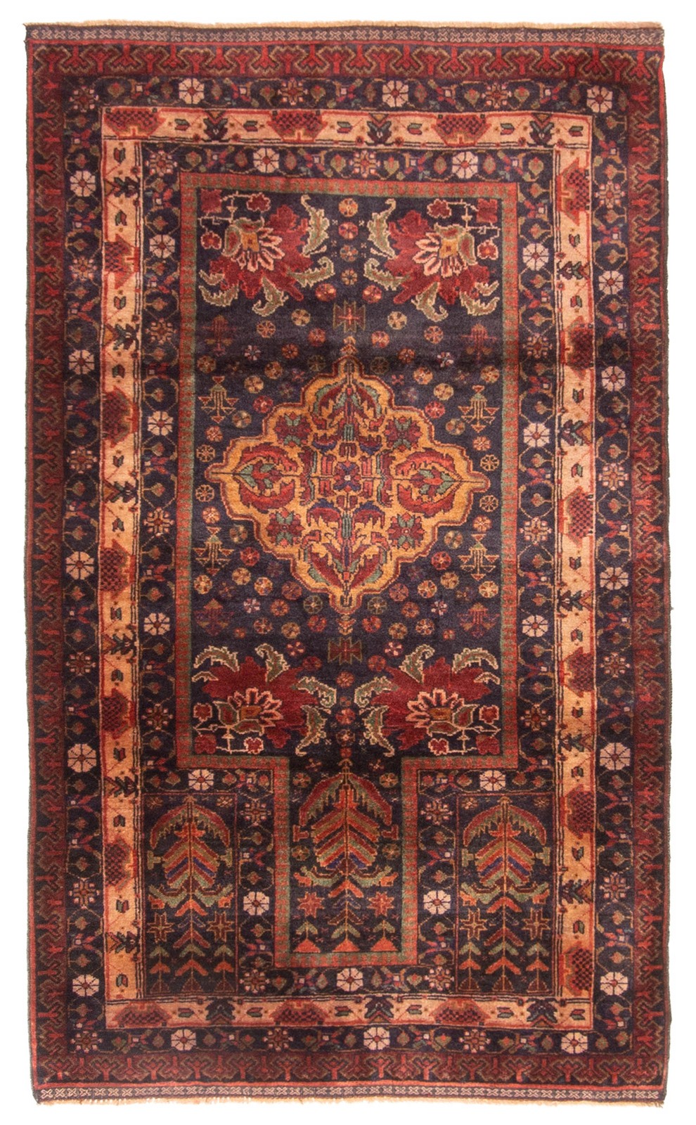 Vintage 3’1″ x 5’2″ Traditional Hand Knotted Vegetable Dye Wool Area Rug