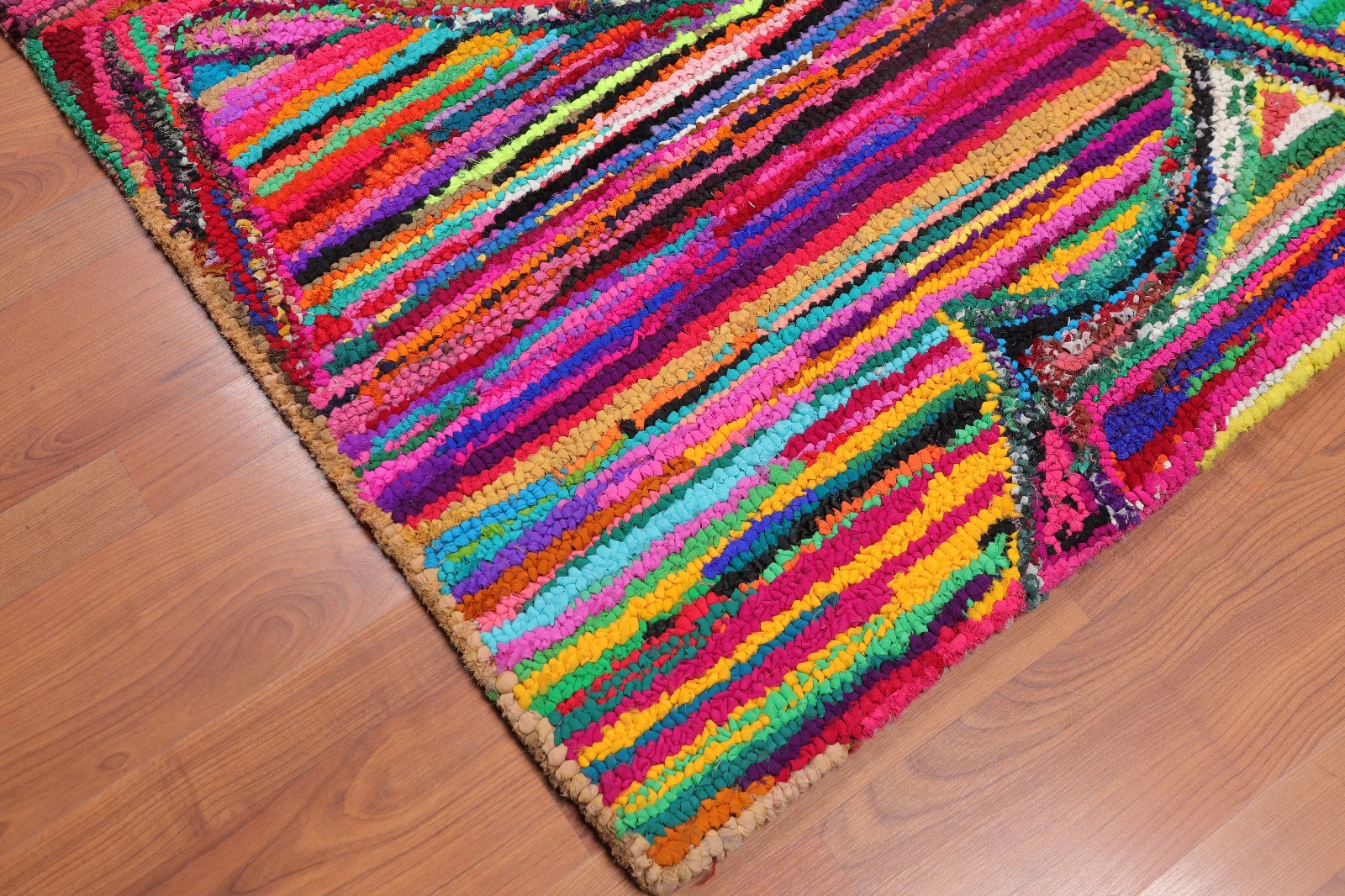 4′ x 6′ Handmade Abstract 100% Cotton Oriental Area Rug 4×6 Boho Modern Pink