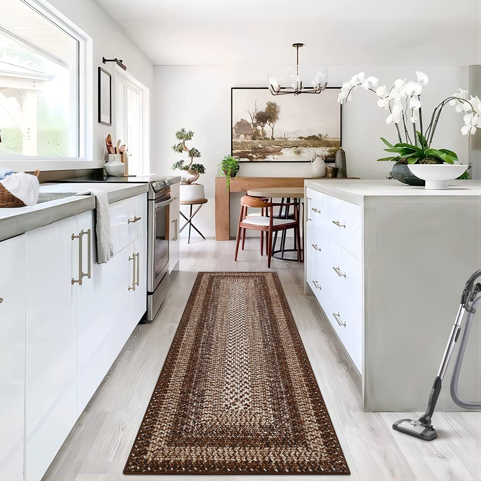 8×10 Modern Large Braided Printed Area Rugs Runner Rug 2×6 Hallway Rug Non Slip