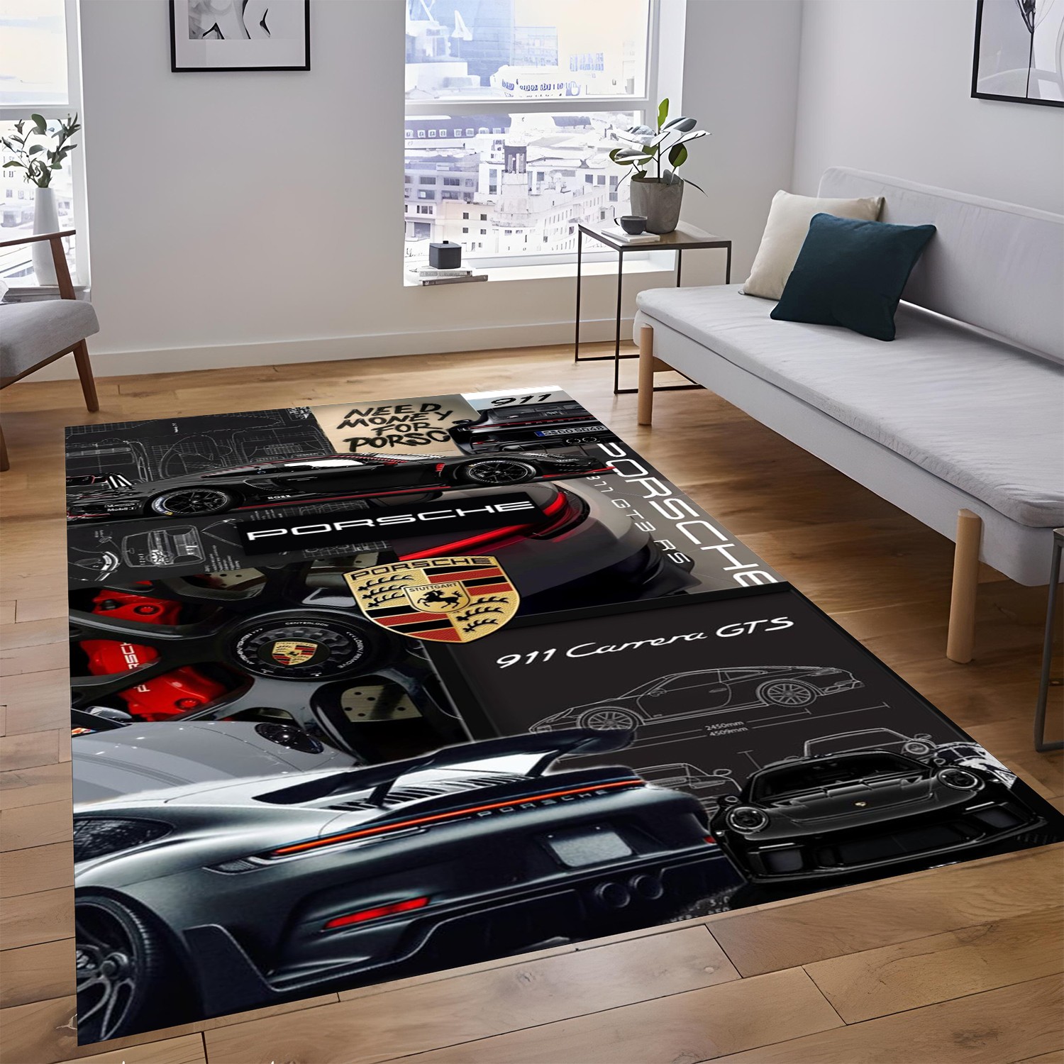 Elite Speed Collection Rug – Black High-Performance Automotive Collage Floor Art