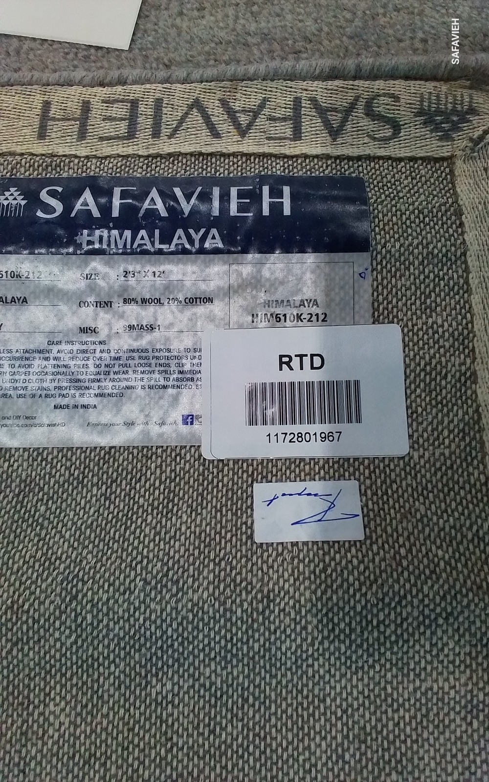 GREY 2′-3″ x 12′-0″ Flaw in Rug, Reduced Price 1172801967 HIM610K-212