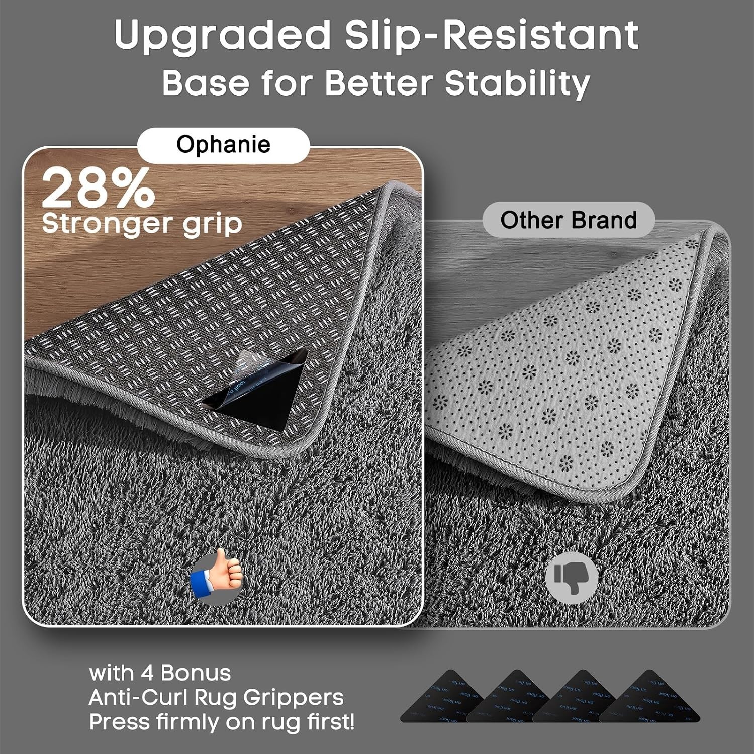 Small Rug Upgrade Non Slip Throw Bedside Area Rugs, Fluffy Soft Grey Mini Bed…