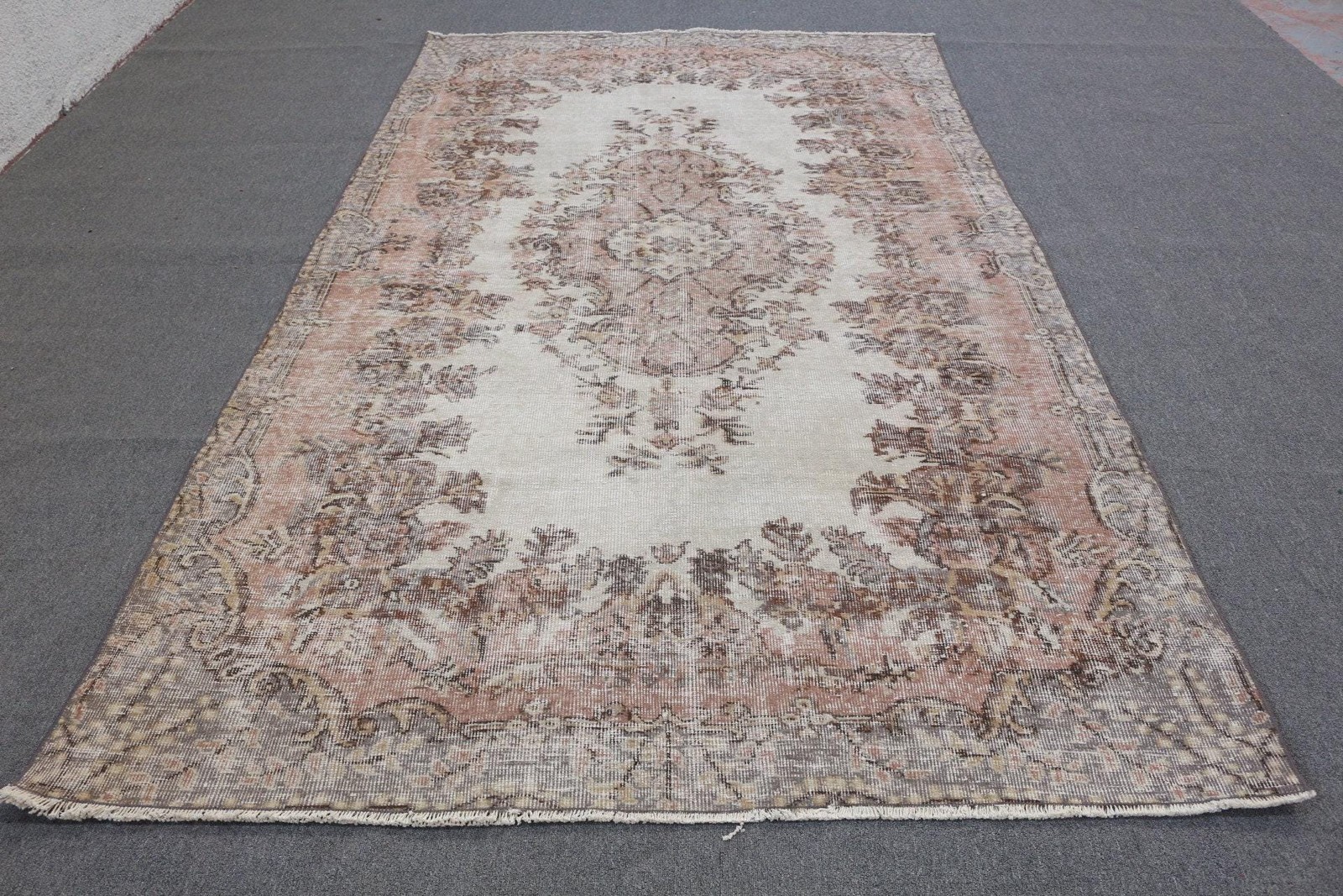 5,8×9,6 ft Vintage Rug, Rug, Brown Solid Rug Wool