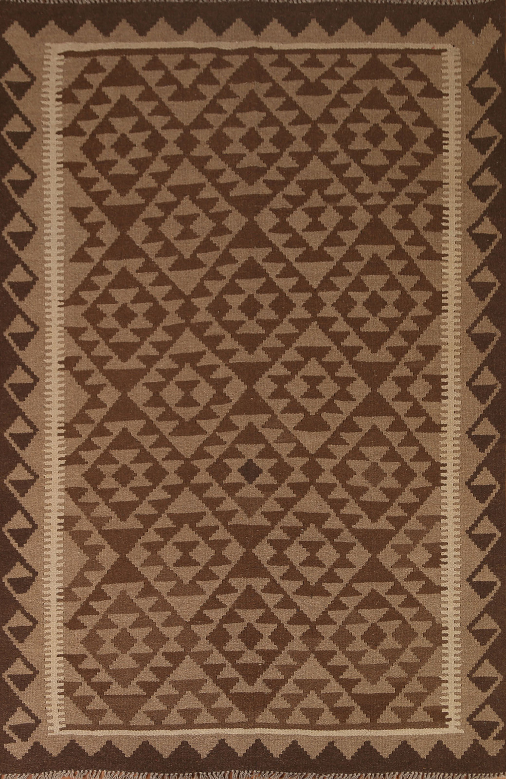 Hand-woven Brown Kilim Tribal Area Rug Reversible Southwestern Carpet 5×7