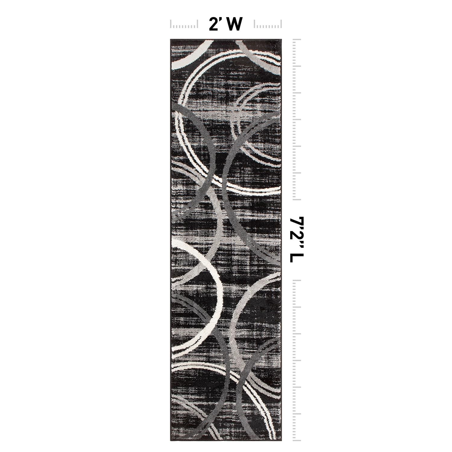 Modern Wavy Circles Design Runner Rug, Non-Shedding Carpet for Hallway, Entry…
