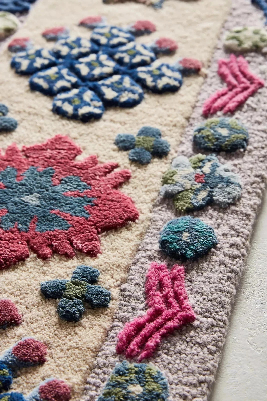 Handmade Tufted 100% Wool Rug Blue Floral Modern Design For Living Room rug 8×10