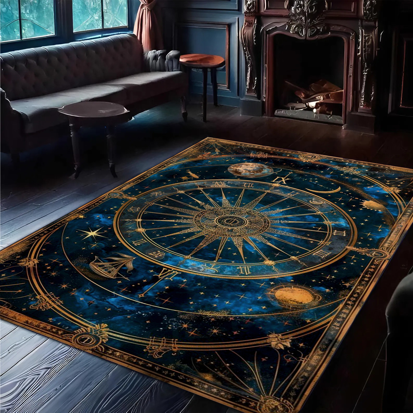 Astrology Horoscope Star Map Area Rug | Mystic Celestial Home Decor