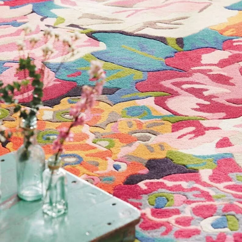 Flower Handmade Tufted Donut Rug For Living Room Bedroom House Warming Decor