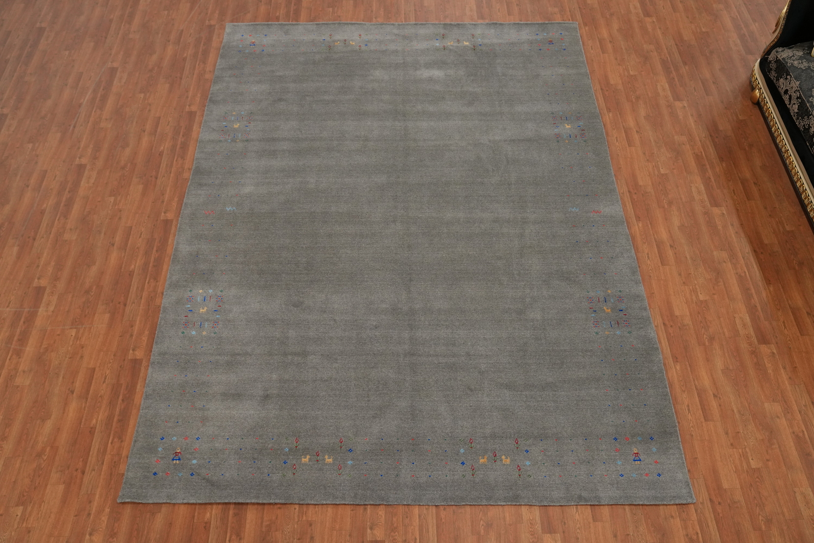 Eye-catching Gabbeh Living Room Rug Gray Color Handmade Wool 9×12 ft