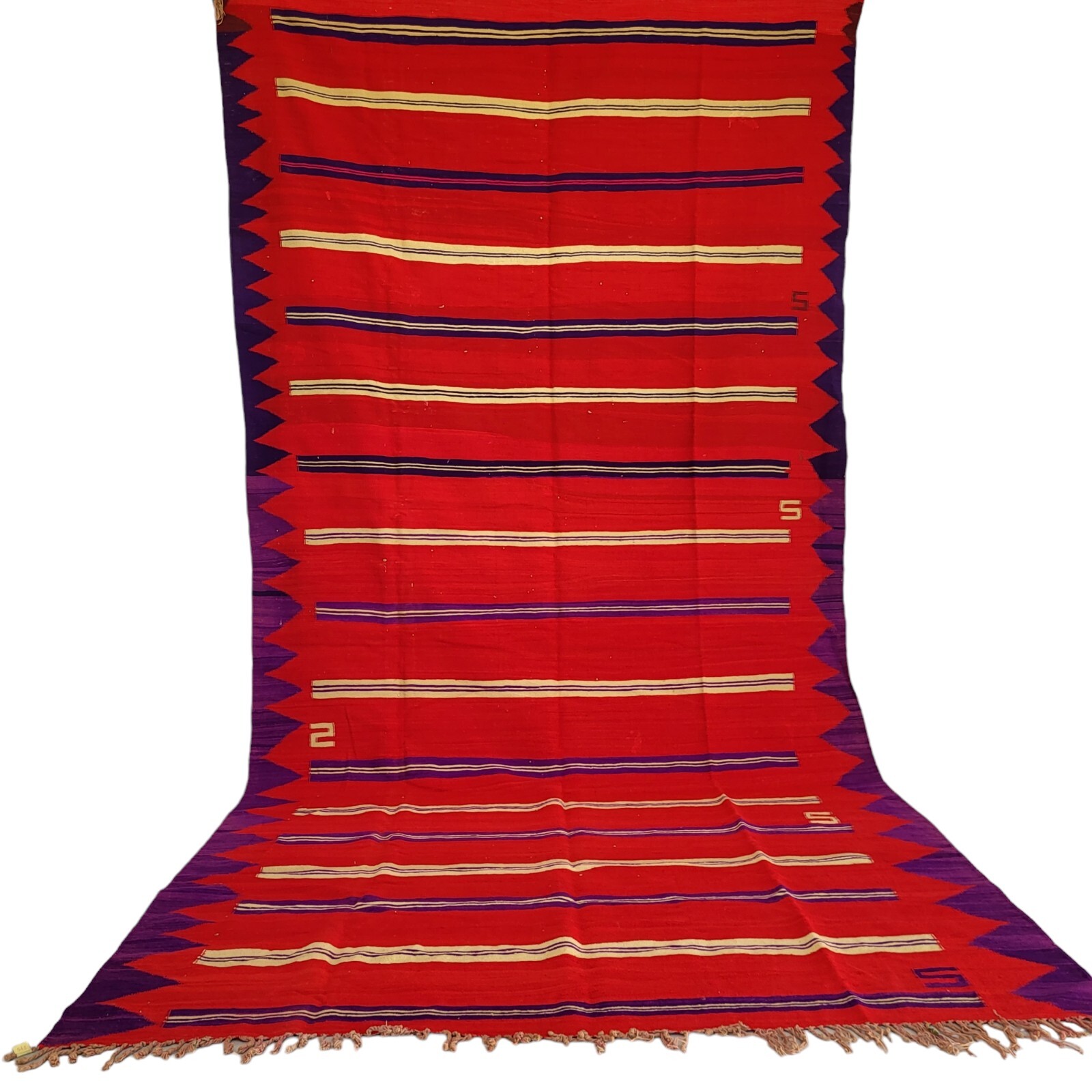 Handmade Moroccan Rug Red Purple Weave Kilim Berber Azilal Tribal Wool Carpet