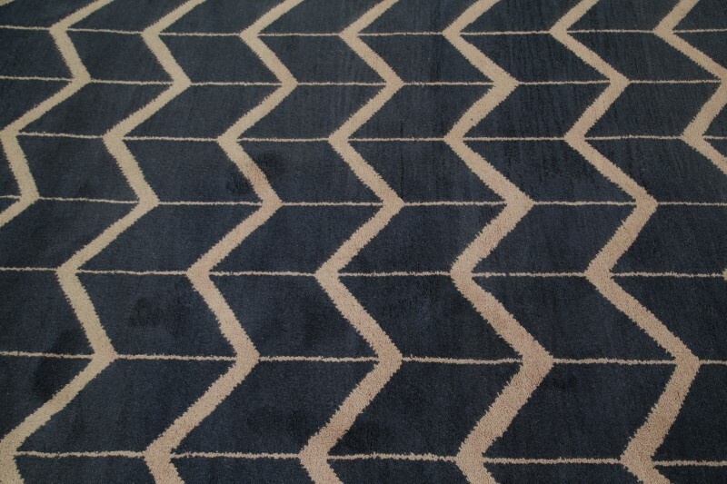 Navy Blue/Beige Modern Trellis Moroccan Oriental Rug Wool Handmade 5’x8′ Carpet