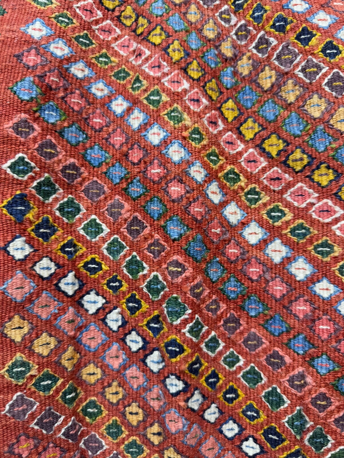 Vintage Beautiful Hand Woven Turkey Sofreh Style Wool Weaving Kilim Rug 106x99Cm