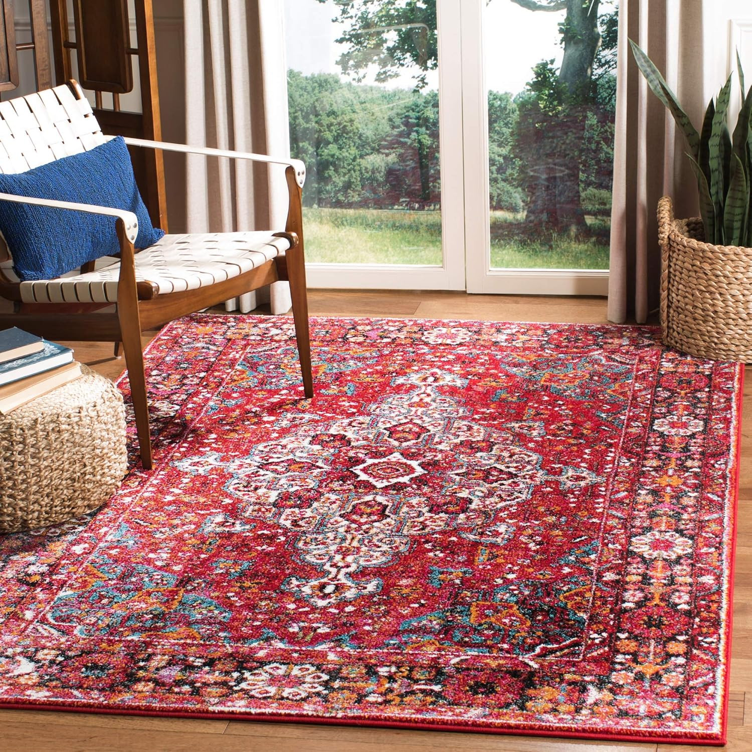 Vintage Hamadan Collection Area Rug – 5’3″ X 7’6″, Red & Multi, Oriental Traditi