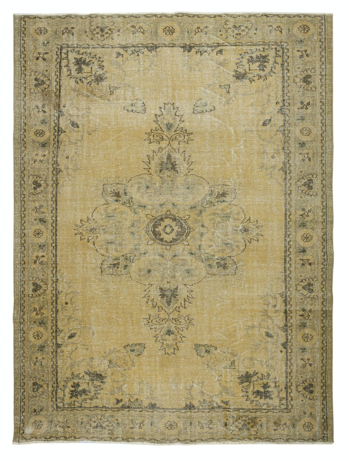 7.5×10 Ft Vintage Country and Farmhouse Decor Area Rug. Handmade Turkish Carpet