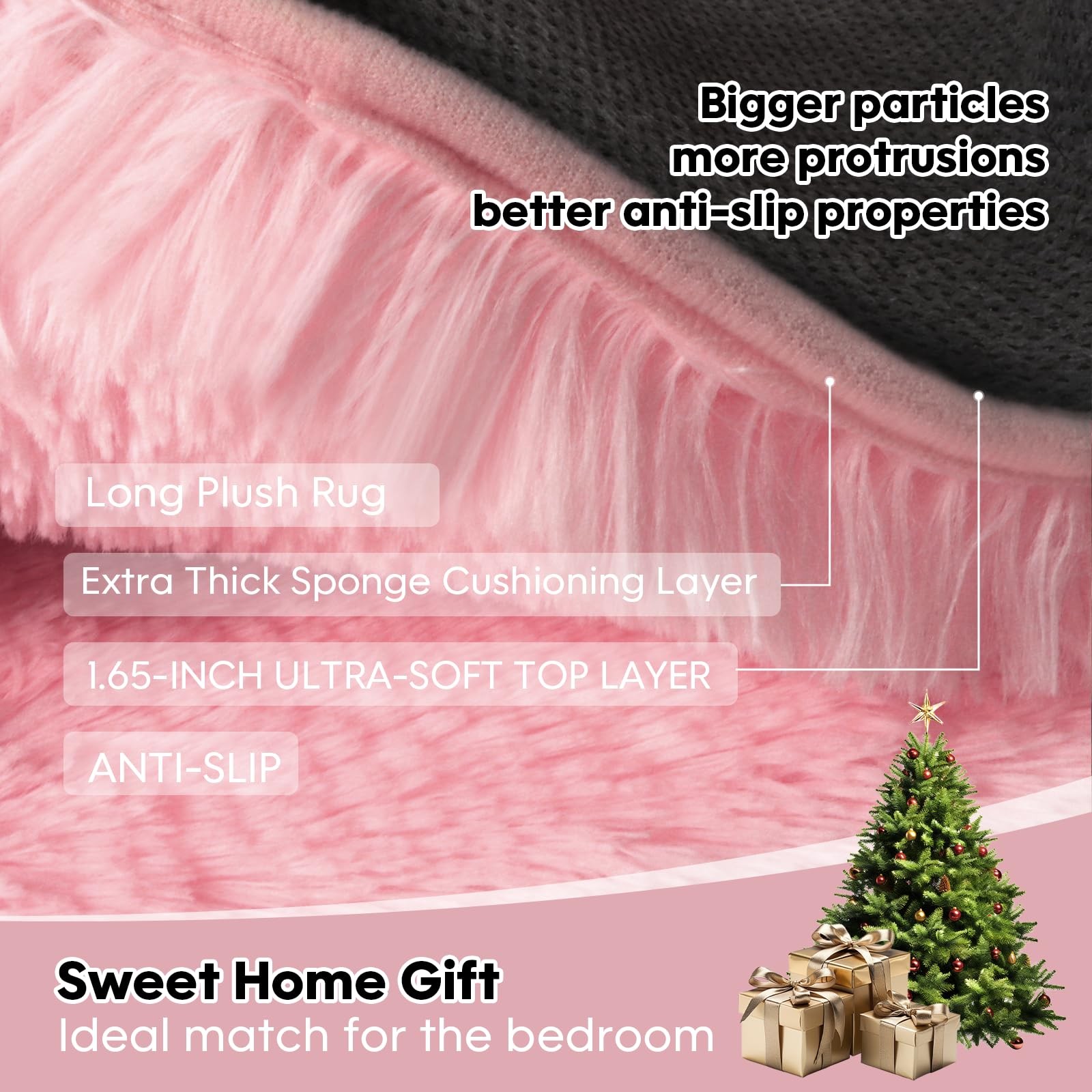 Best Fluffy Plush Shag Rug 5×7, Ultra Soft Cute Pink for Living Room Bedroom