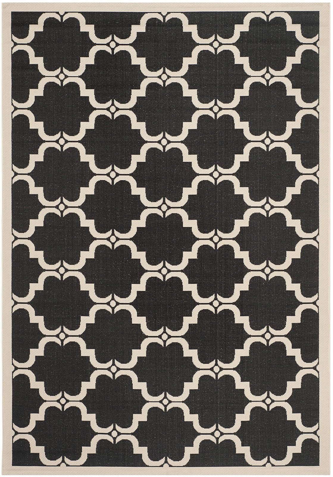 Courtyard Collection 6’7″ x 9’6″ Black/Beige CY6009 Trellis Indoor/ Outdoor W…