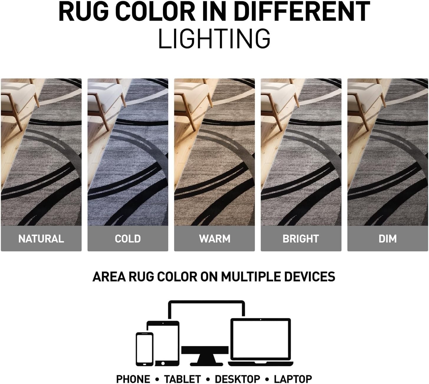 Stylish Gray Circle Pattern Area Rug 5’3″ x 7’3″