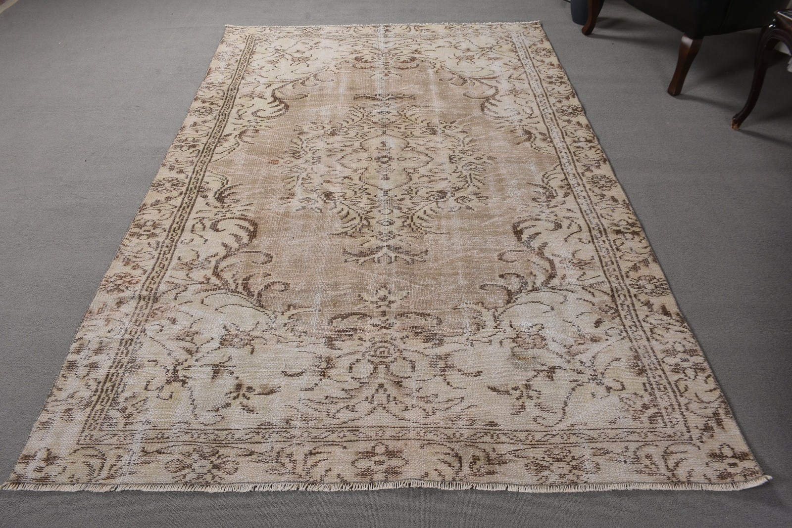5,3×8,1 ft Rug, Vintage Turkish Rug, Brown Wool Rug