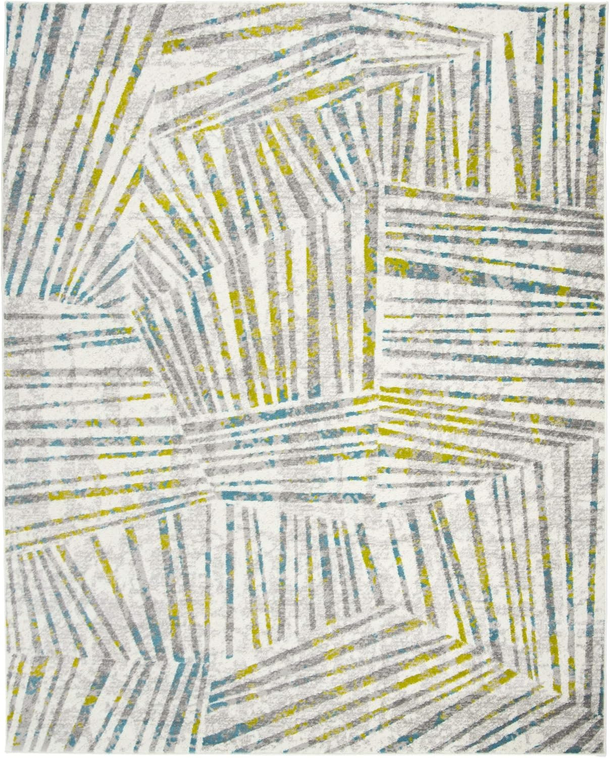 Skyler Collection 8′ x 10′ Modern Abstract Non-Shedding Area Rug in Grey/Green