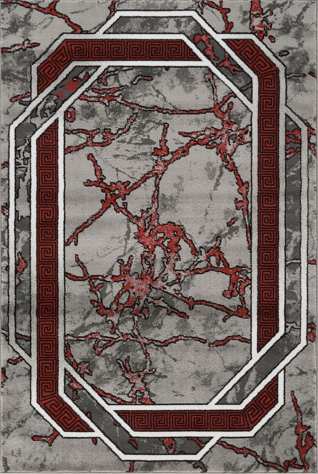 Area Rug Modern 2×3 Doormat Red Grey White Black Marble Soft Contemporary Flo…