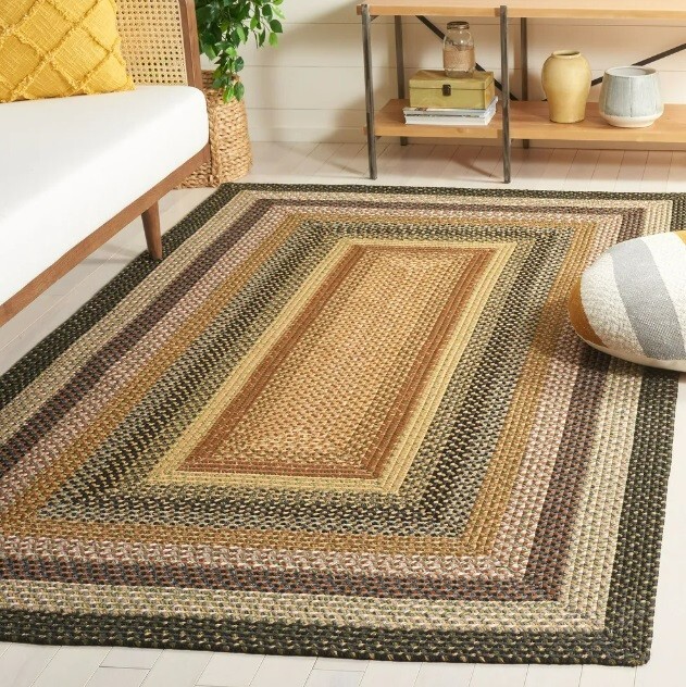 8×10 Braided Rug Country Area Farmhouse Cabin Rustic Tan Rectangle Carpet Casual